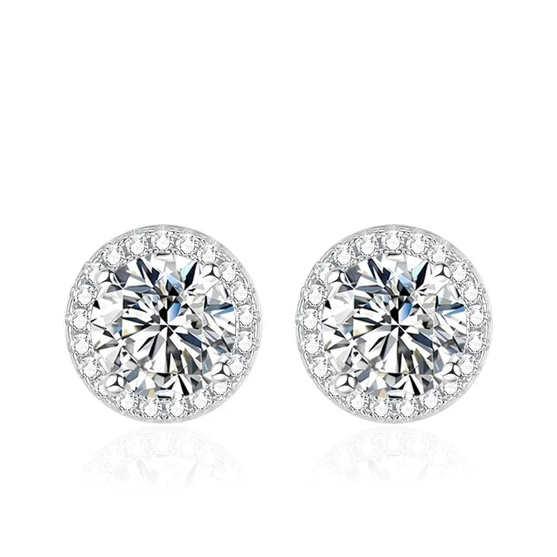 NeeTim 0.5-2CT Moissanite Stud Earrings for Women Sparkling Lab Diamond Sterling Silver S925 Wedding Party Jewelry Certified