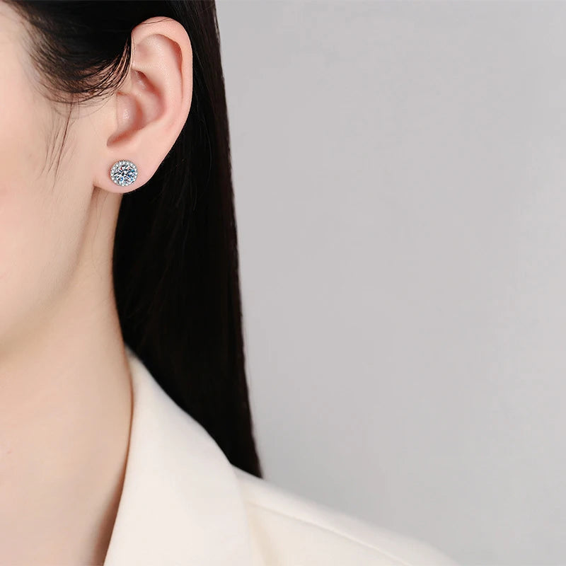 NeeTim 0.5-2CT Moissanite Stud Earrings for Women Sparkling Lab Diamond Sterling Silver S925 Wedding Party Jewelry Certified