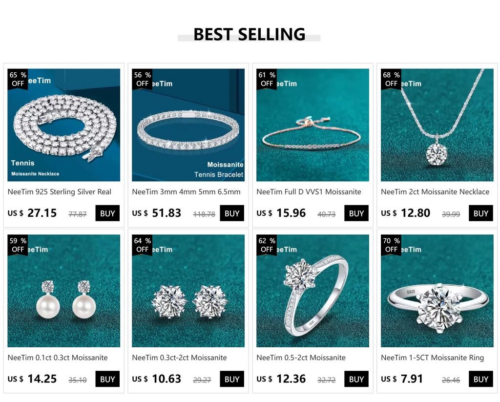 NeeTim 0.5-2CT Moissanite Stud Earrings for Women Sparkling Lab Diamond Sterling Silver S925 Wedding Party Jewelry Certified